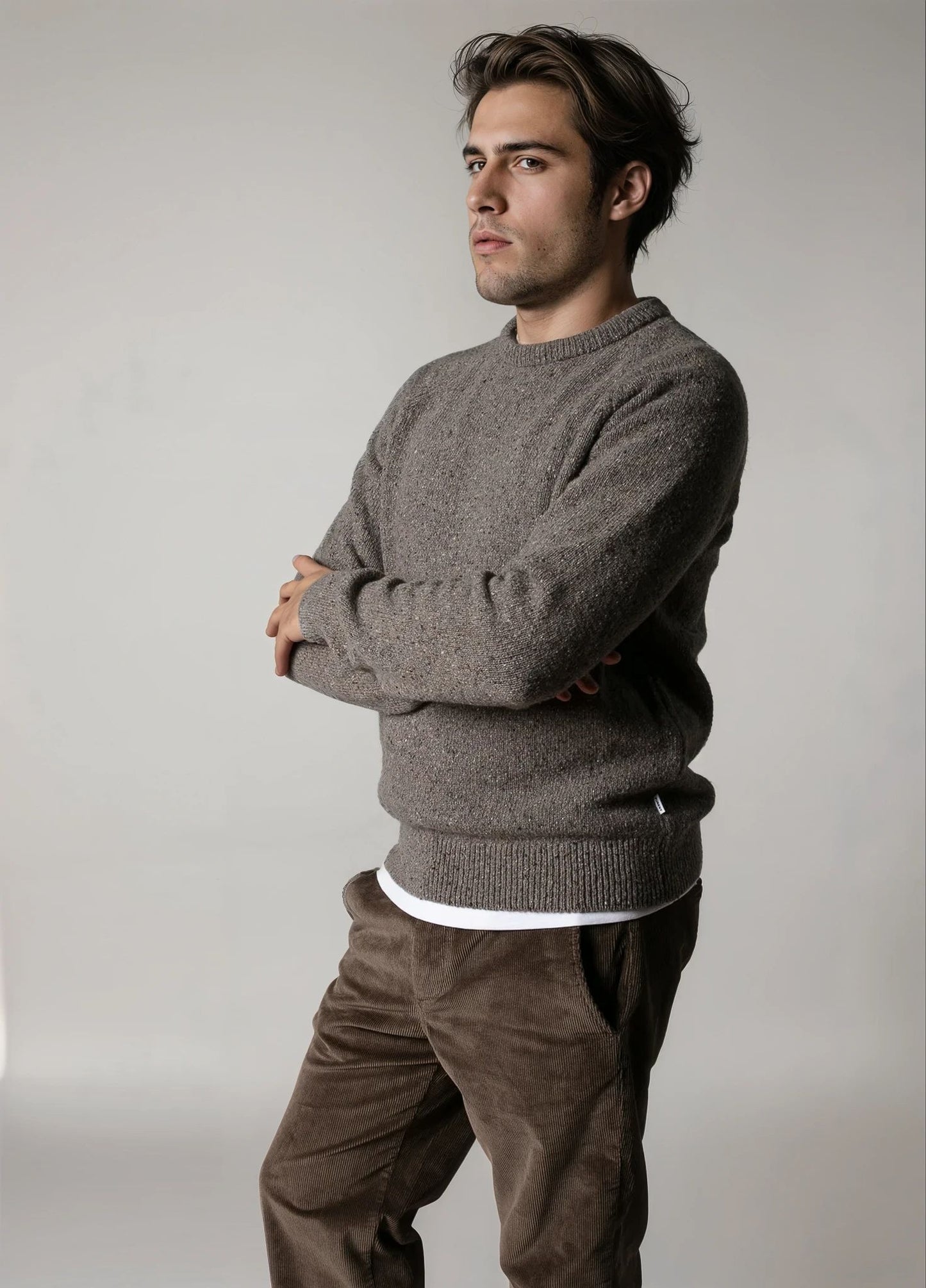 Jersey cuello redondo jaspeado visón (PRÓXIMAMENTE)