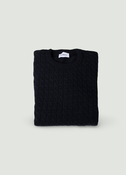 Jersey cuello redondo trenzado marino