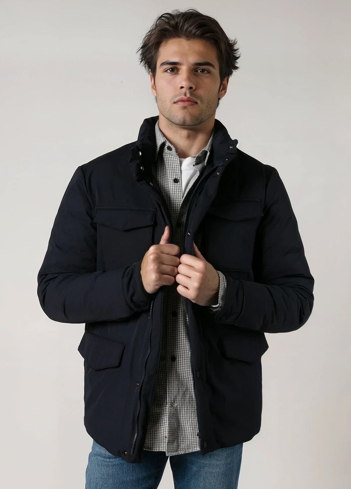 Parka acolchada azul marino