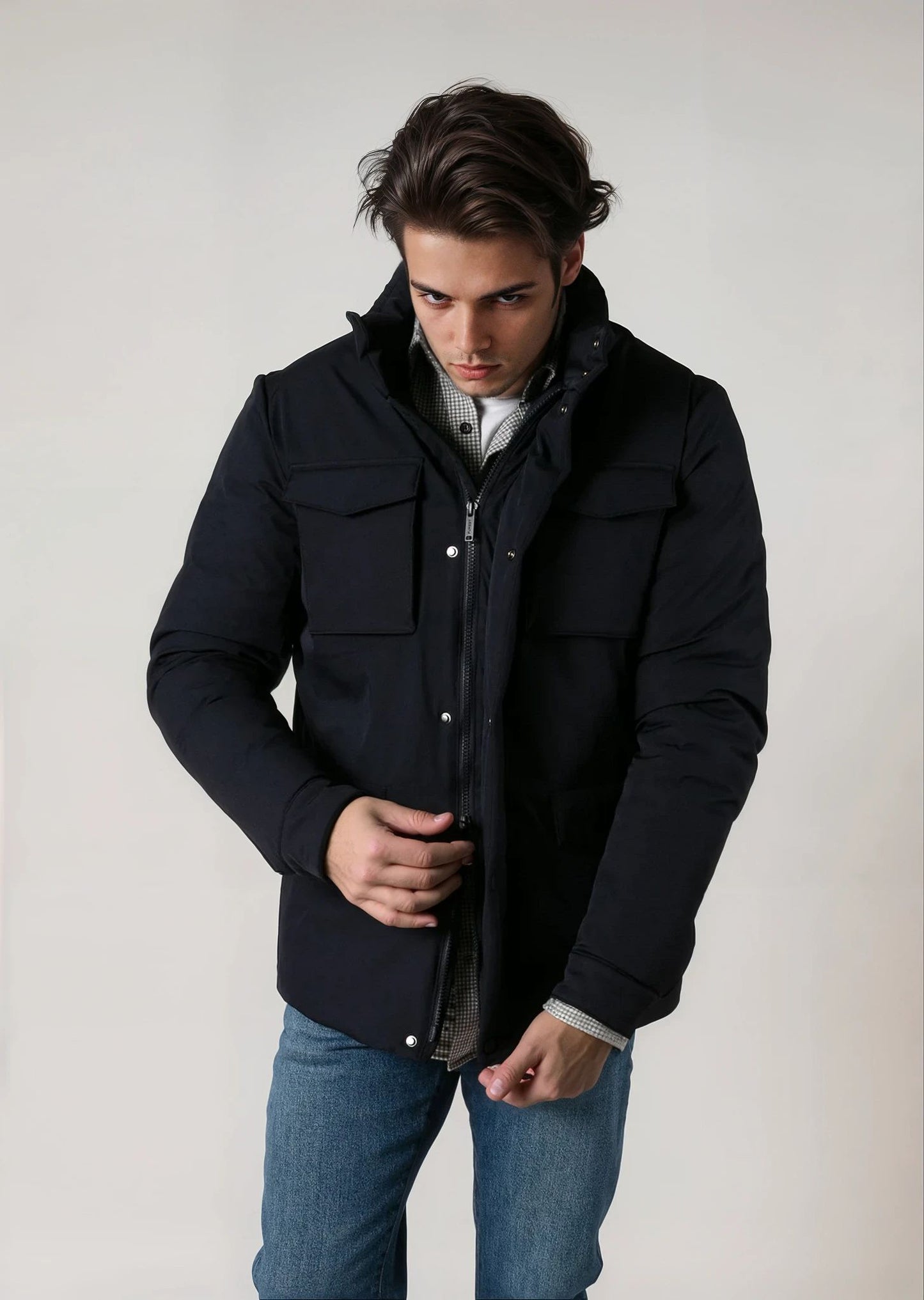 Parka acolchada azul marino