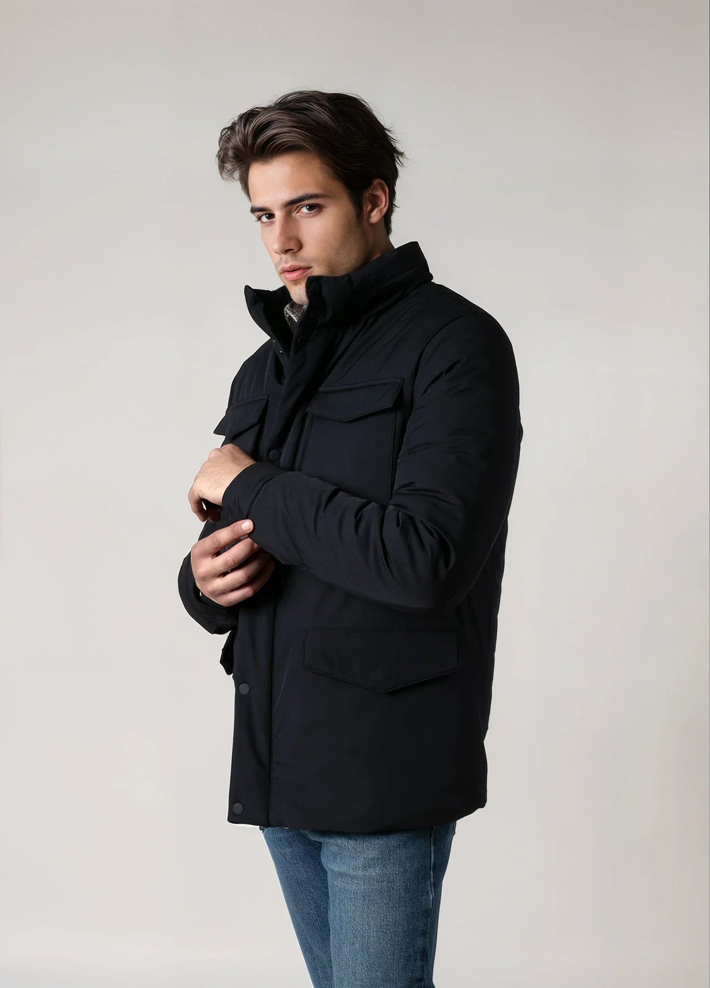 Parka acolchada azul marino