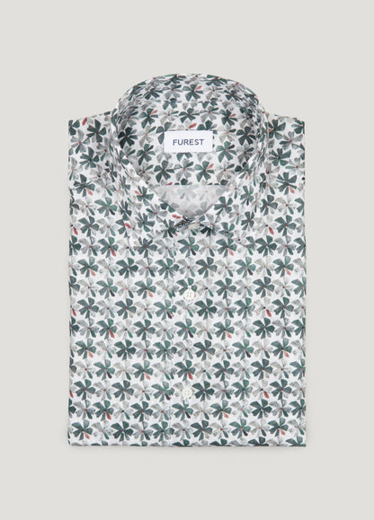 Green floral print shirt