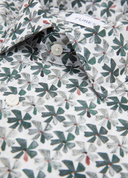 Green floral print shirt