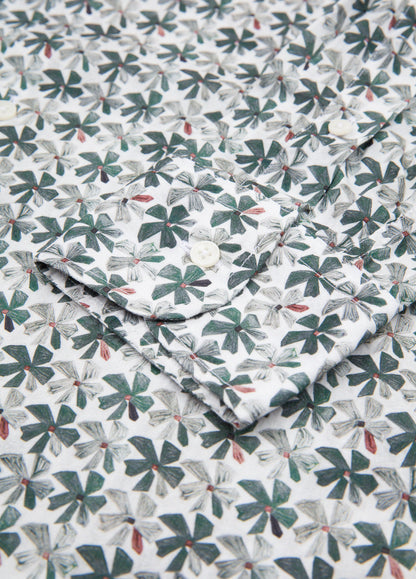Green floral print shirt