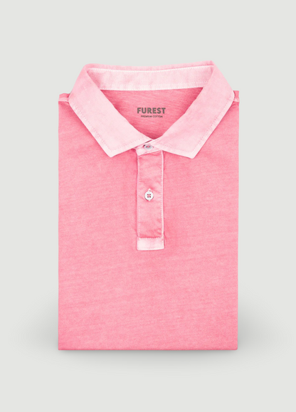 Polo manga corta garment dye rosa