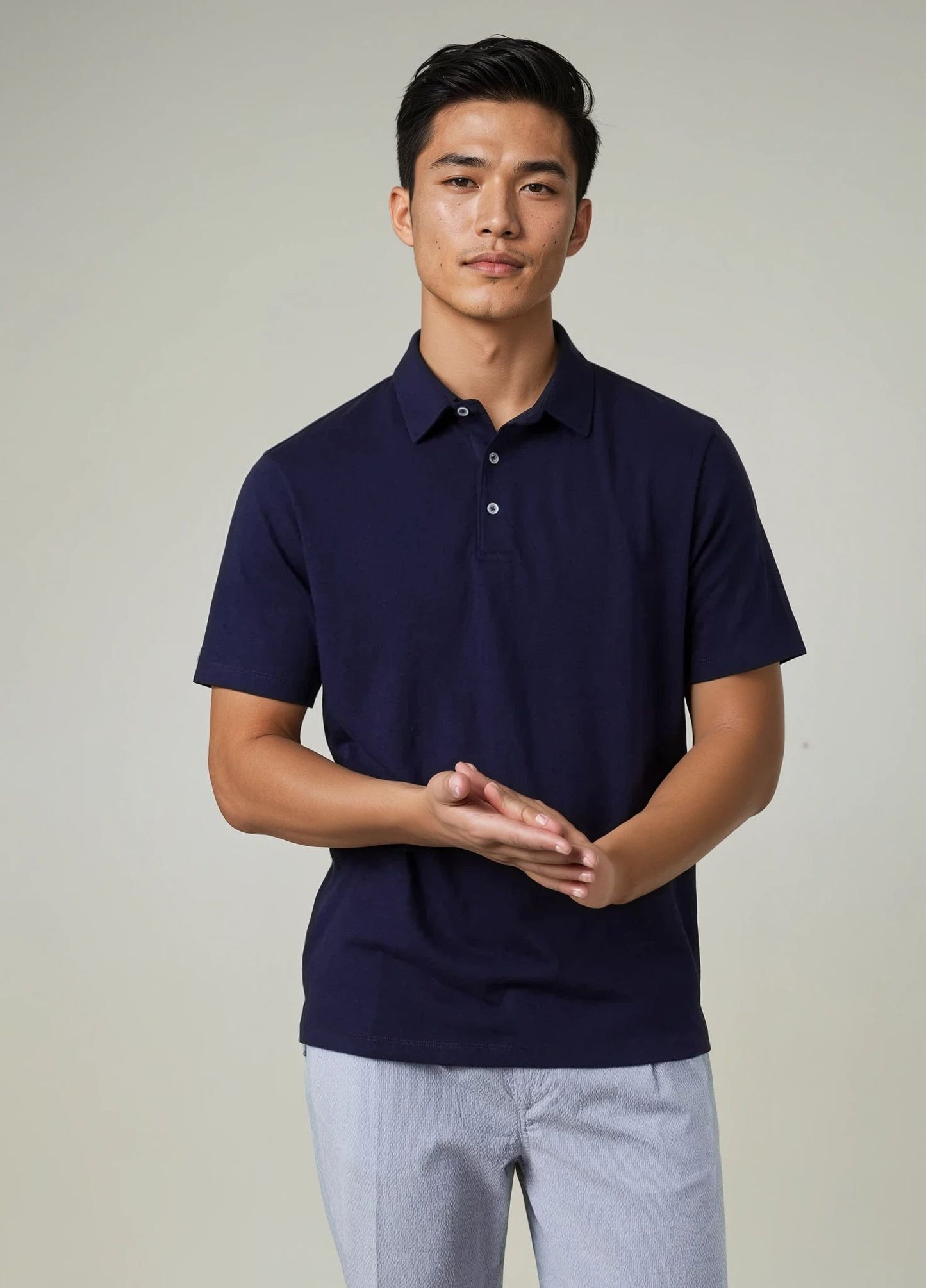 Polo  manga corta liso azul