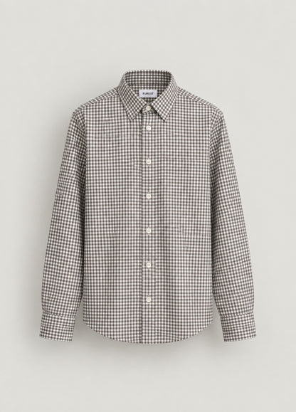 Camisa Regular Cuadro Kaki