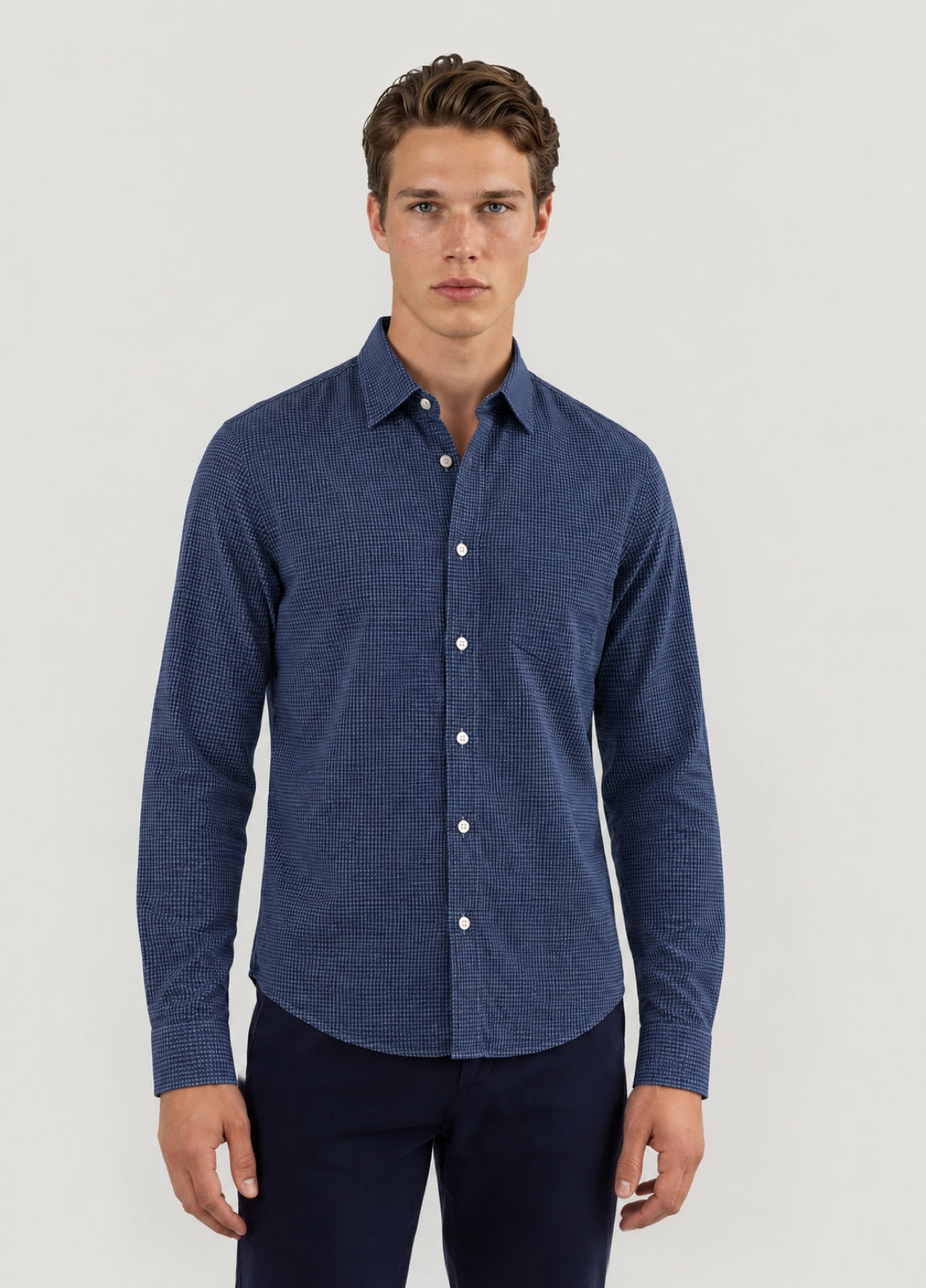 Camisa Regular Dibujo Marino
