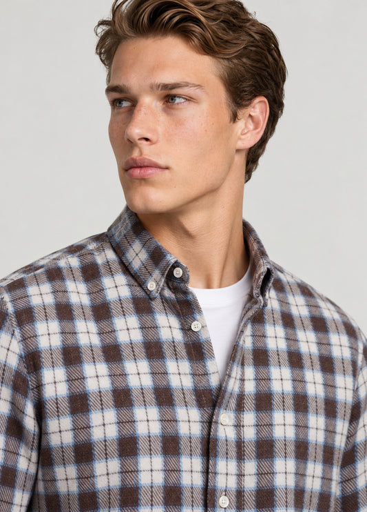 Camisa Polo B.D. Cuadro Marron