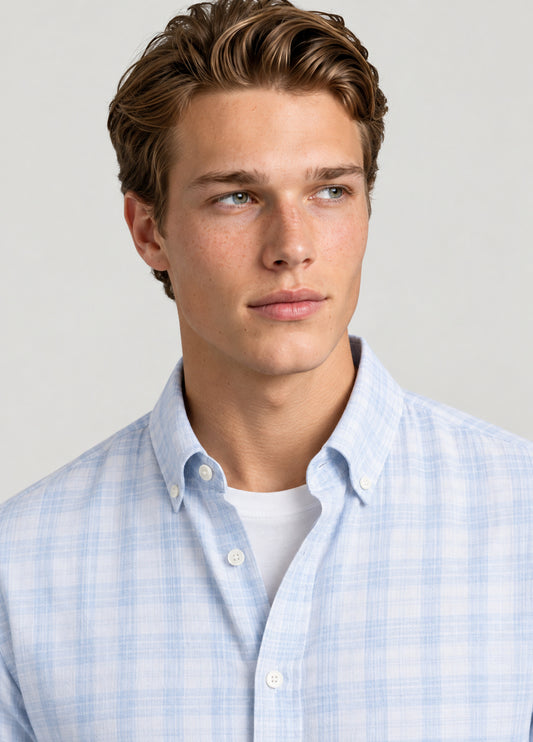 Camisa Polo B.D. Cuadro Celeste