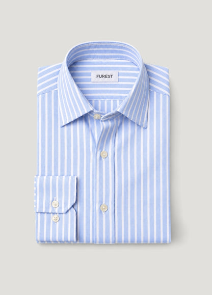 Camisa Regular Raya Ancha Celeste