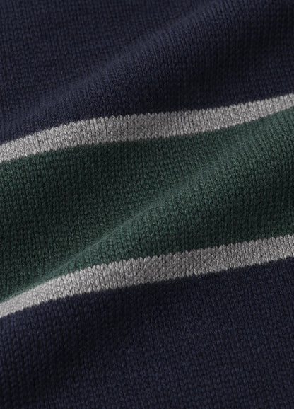 Jersey Ranglan Stripes Crew Neck Marino