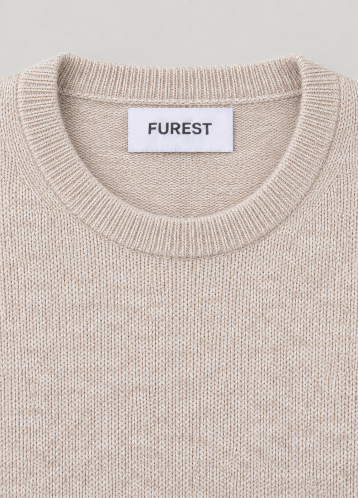Jersey cuello redondo beige jaspeado