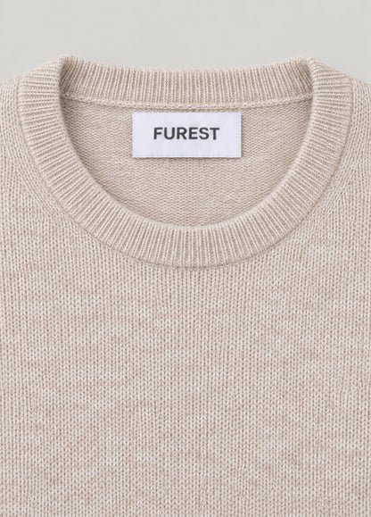 Jersey cuello redondo beige jaspeado