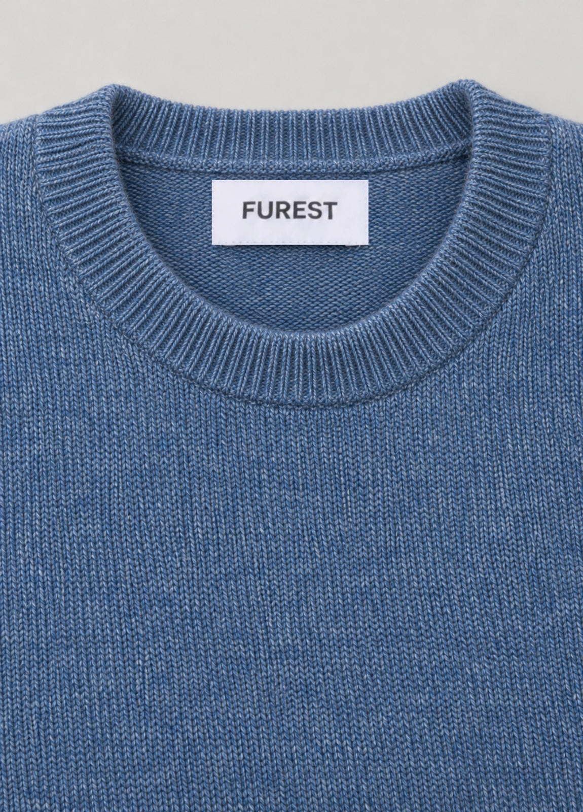 Jersey cuello redondo azul denim jaspeado
