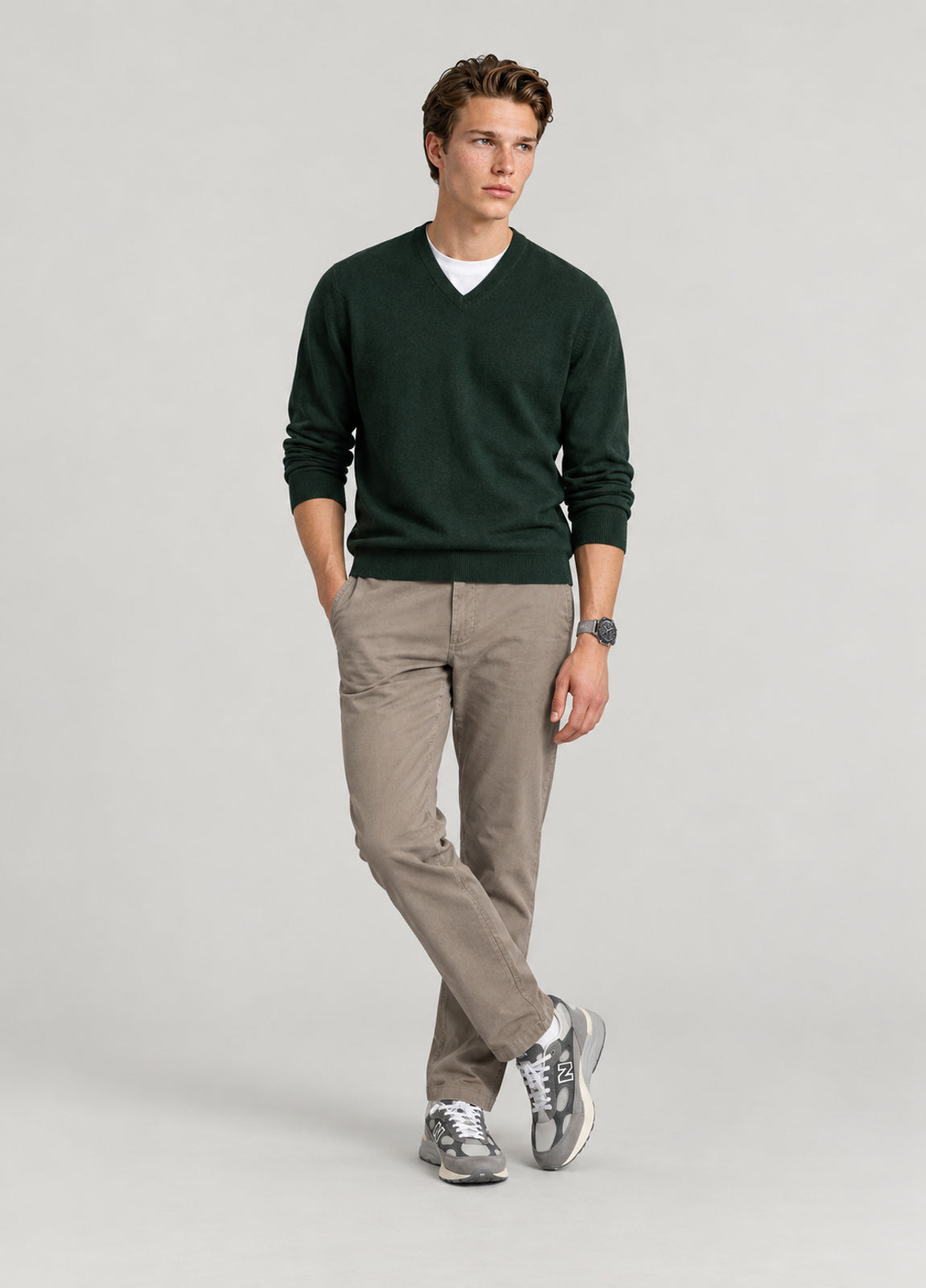 Jersey cuello pico verde botella