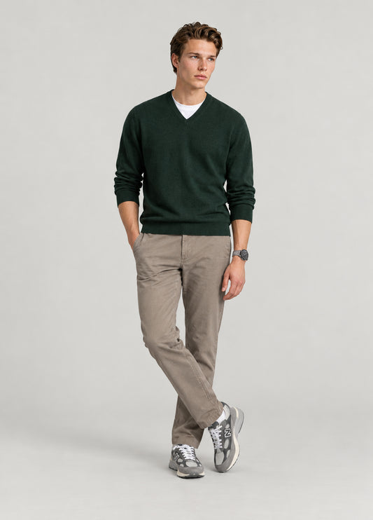Jersey cuello pico verde botella