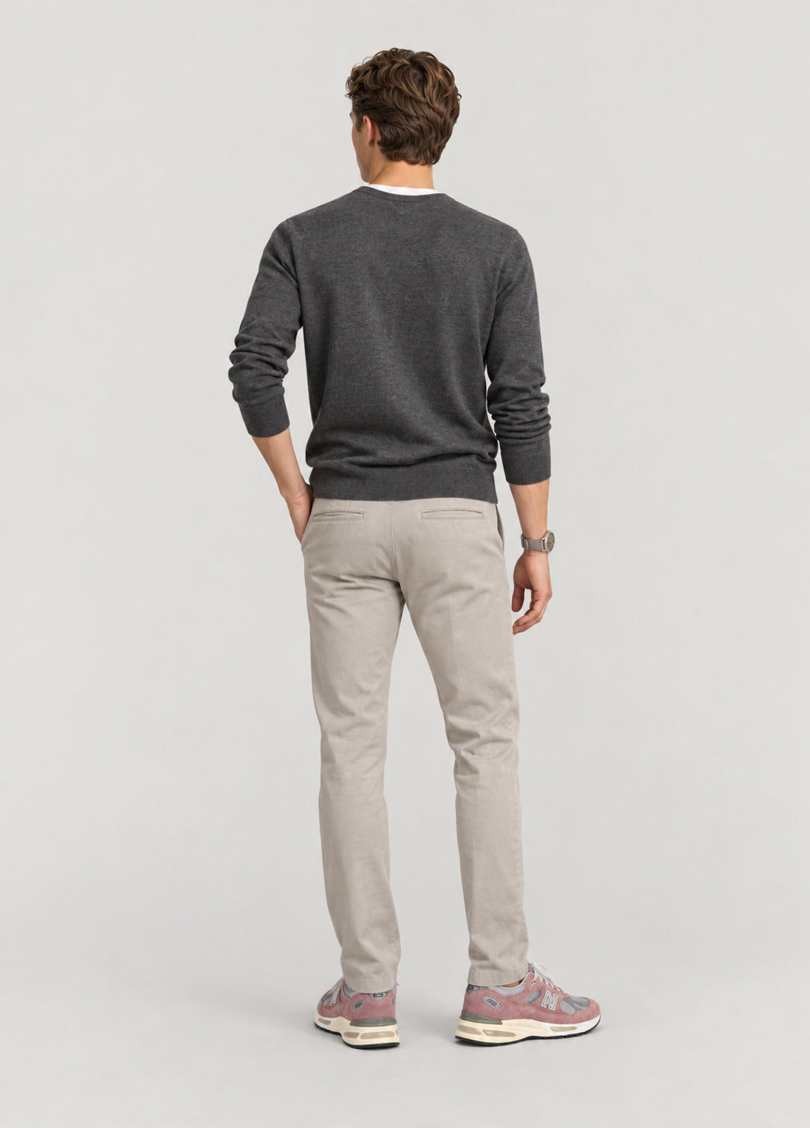 Jersey cuello pico gris jaspeado