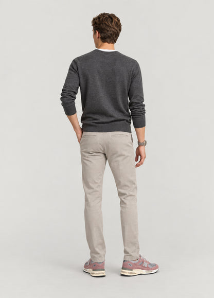 Jersey cuello pico gris jaspeado