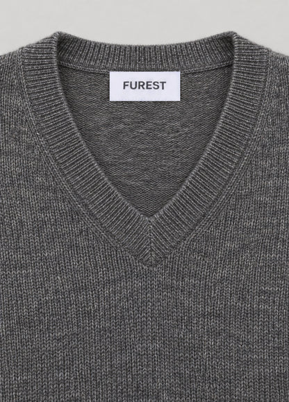 Jersey cuello pico gris jaspeado