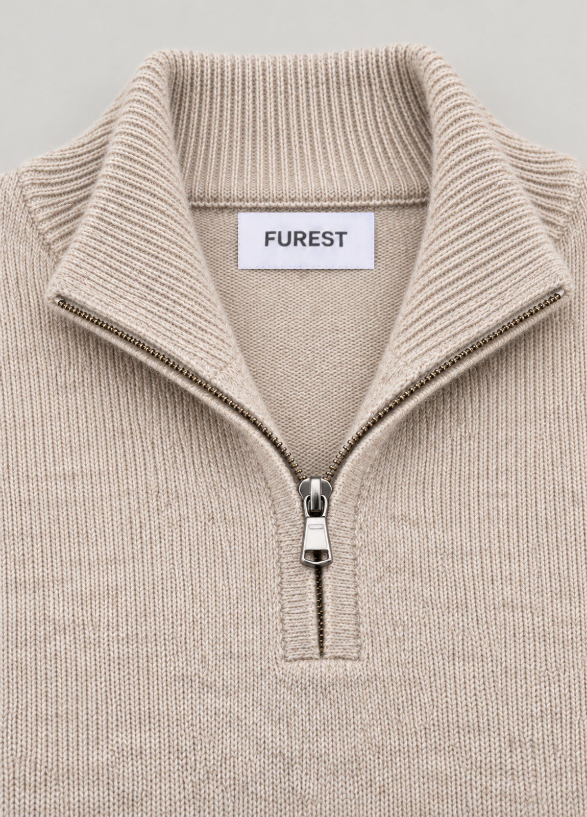 Jersey cuello zip beige jaspeado