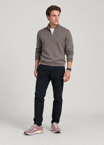 Jersey cuello zip visón