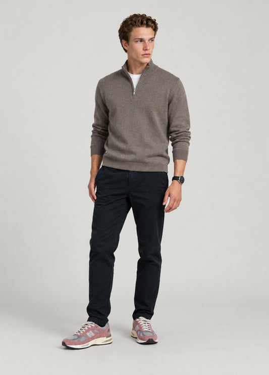 Jersey cuello zip visón