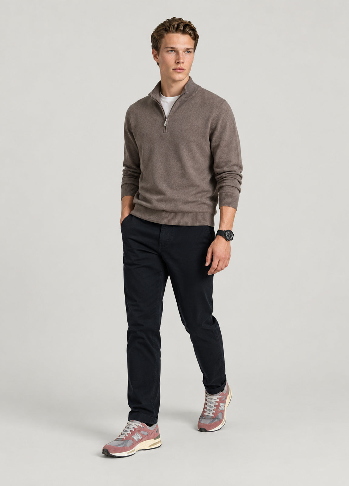Jersey cuello zip visón