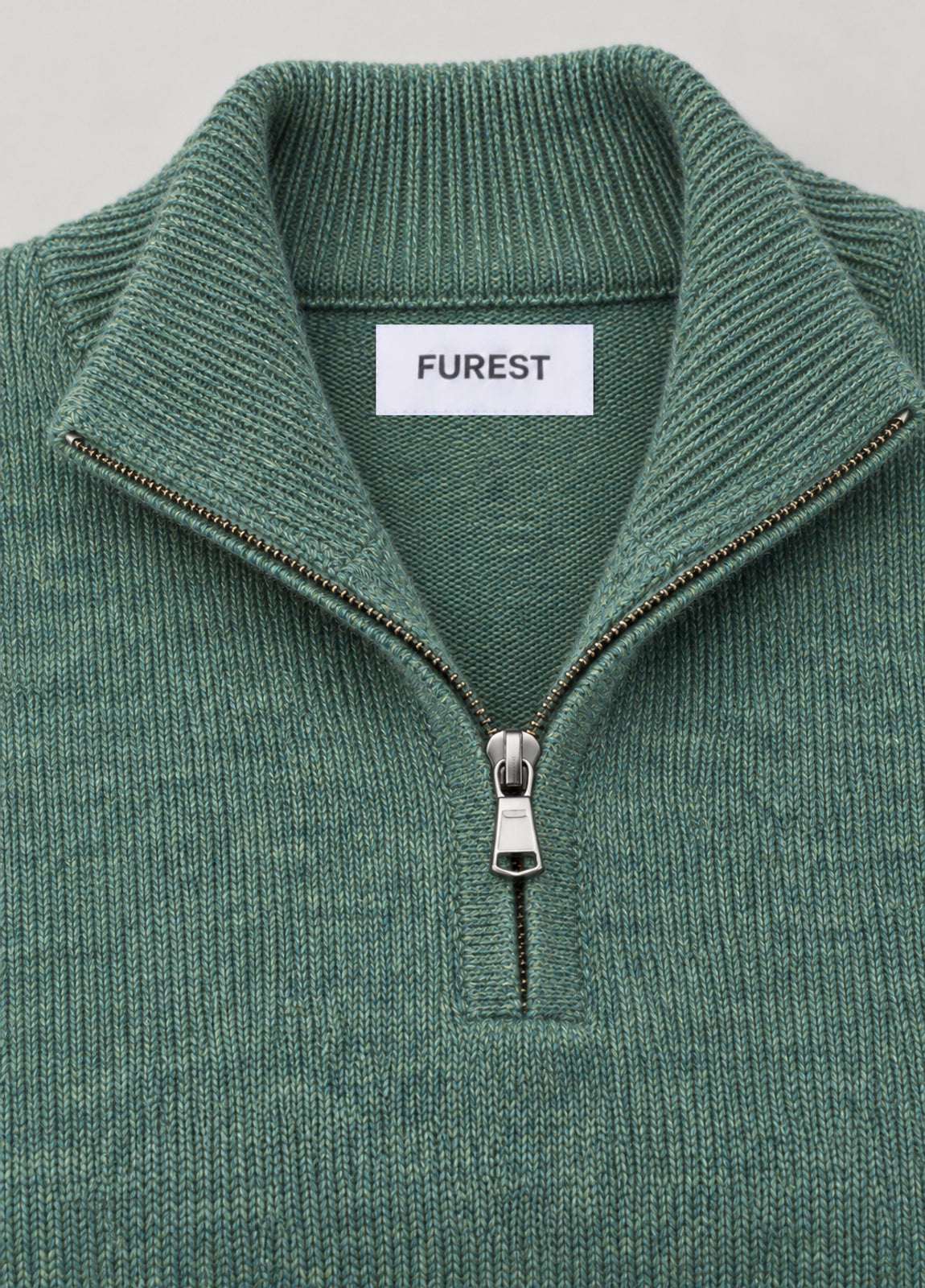 Jersey cuello zip verde jaspeado