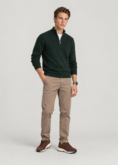 Jersey cuello zip verde botella