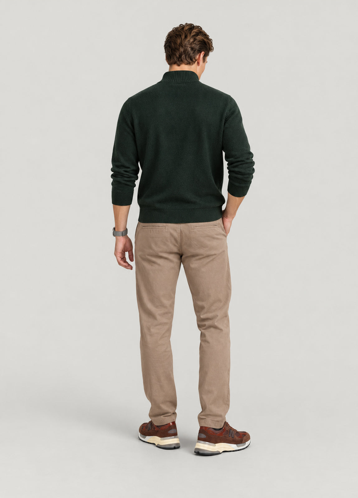 Jersey cuello zip verde botella