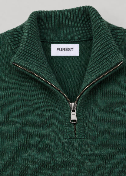 Jersey cuello zip verde botella