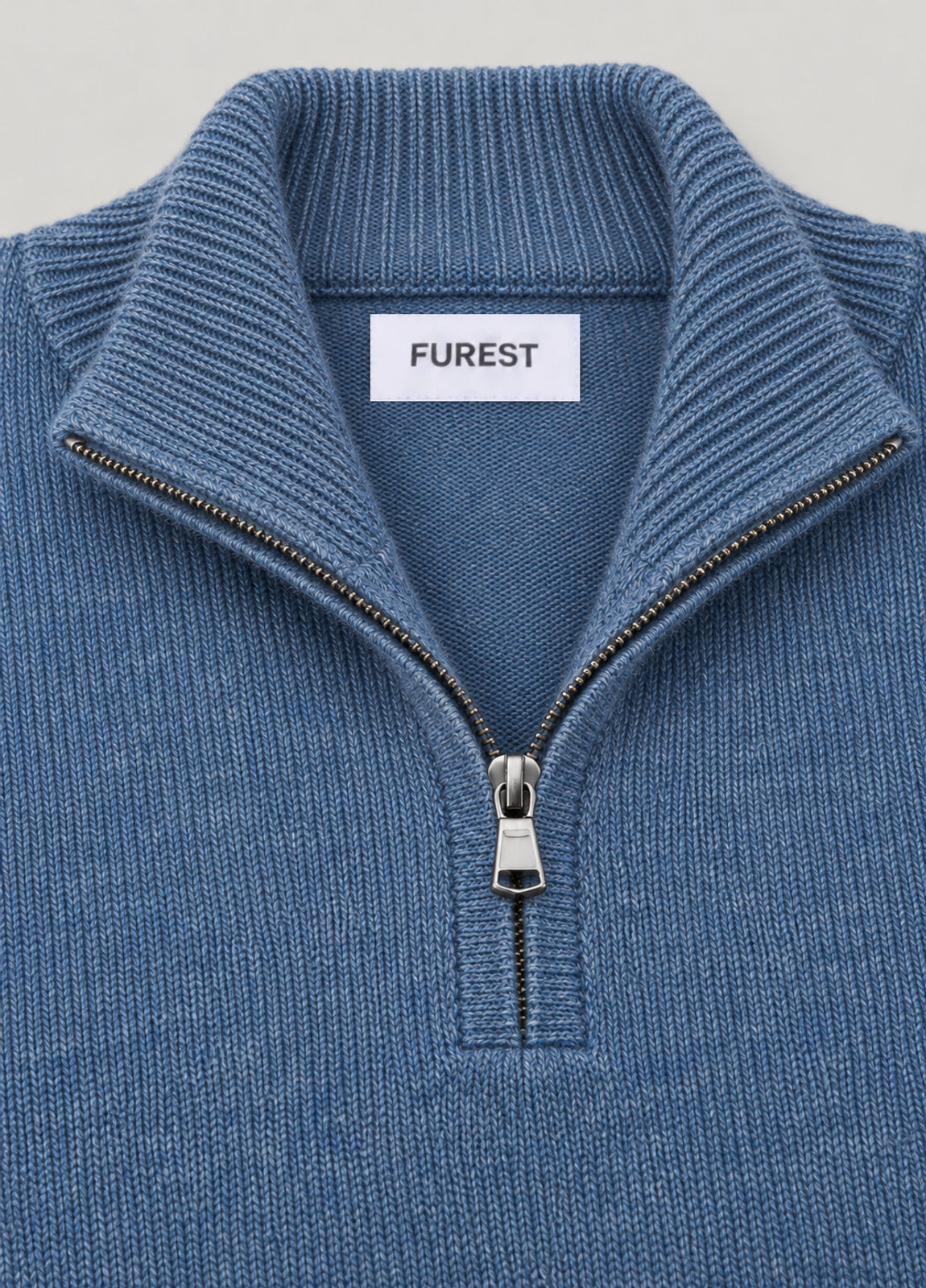 Jersey cuello zip azul denim jaspeado