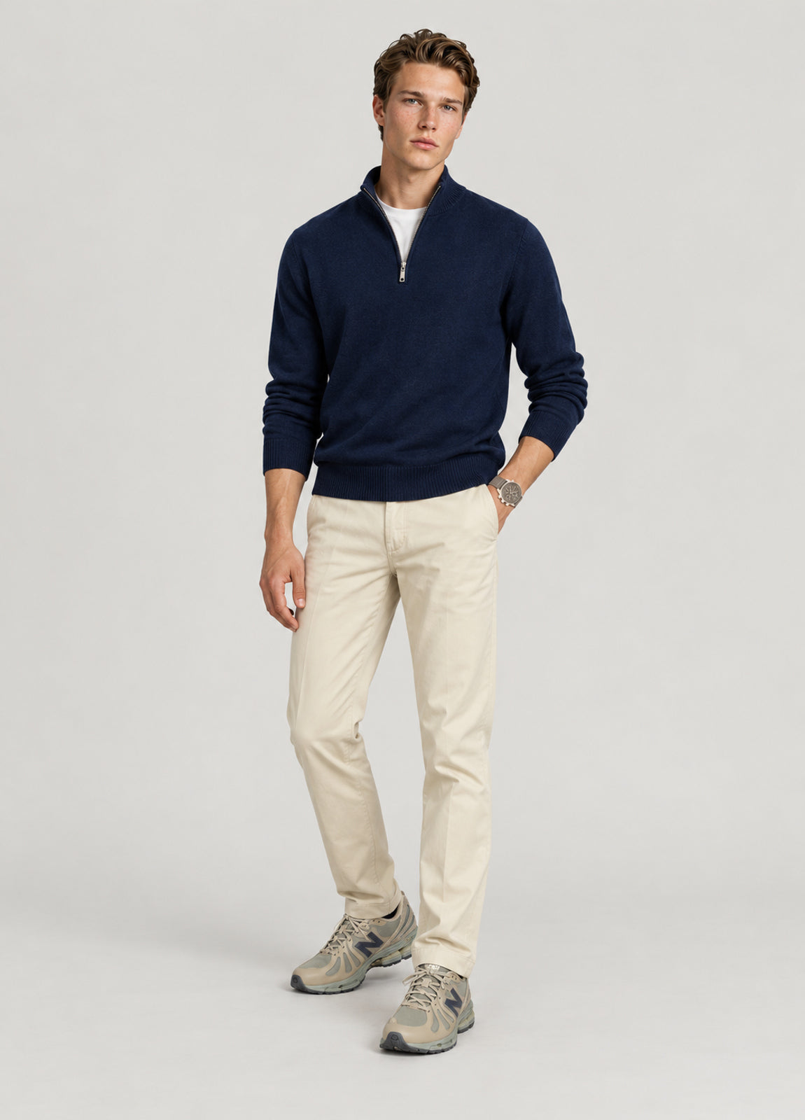 Jersey cuello zip marino