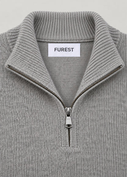 Jersey cuello zip gris jaspeado