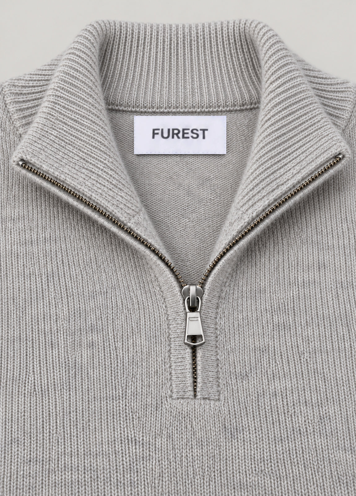 Jersey cuello zip gris perla jaspeado