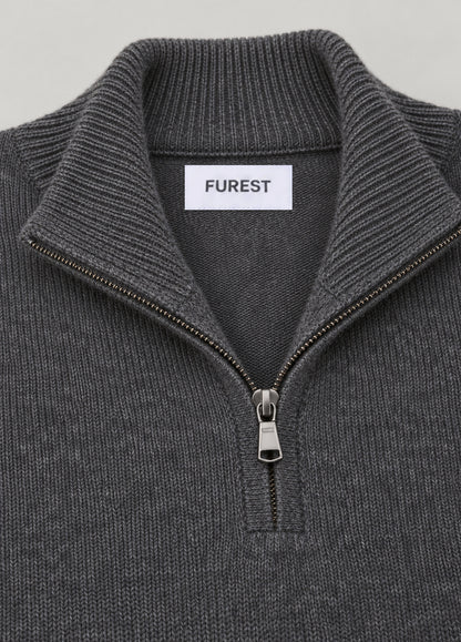 Jersey cuello zip antracita jaspeado