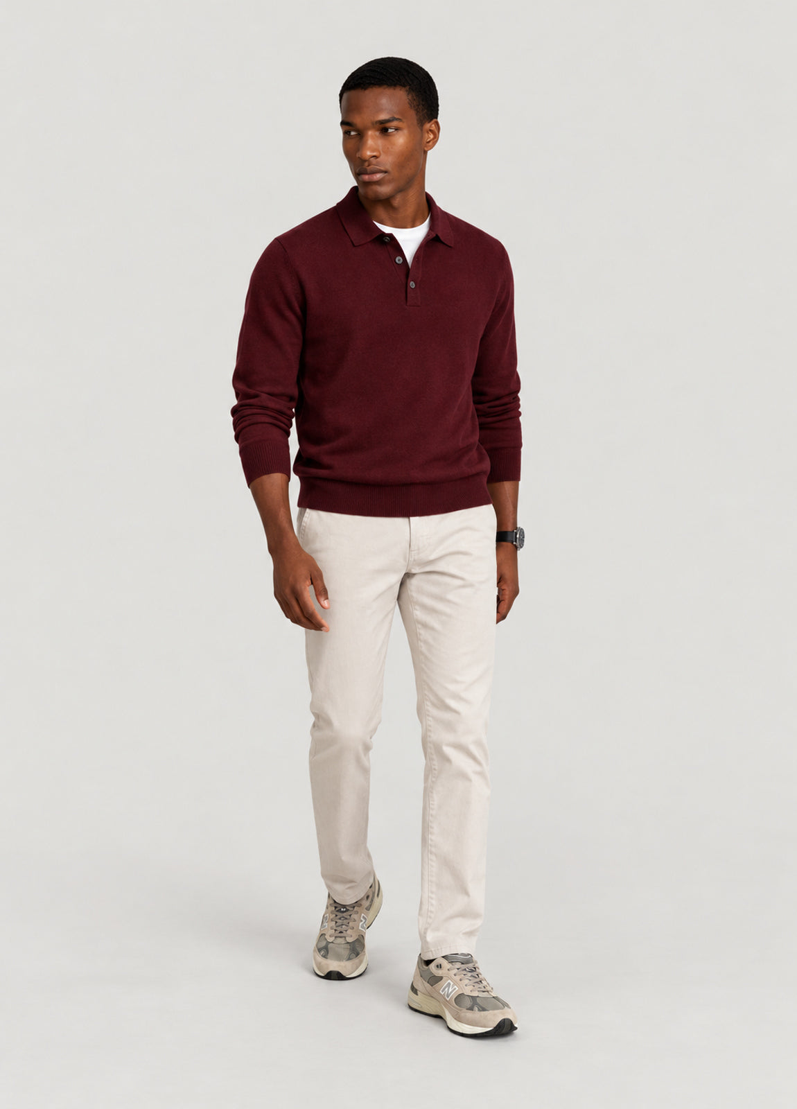 Jersey cuello polo burdeos