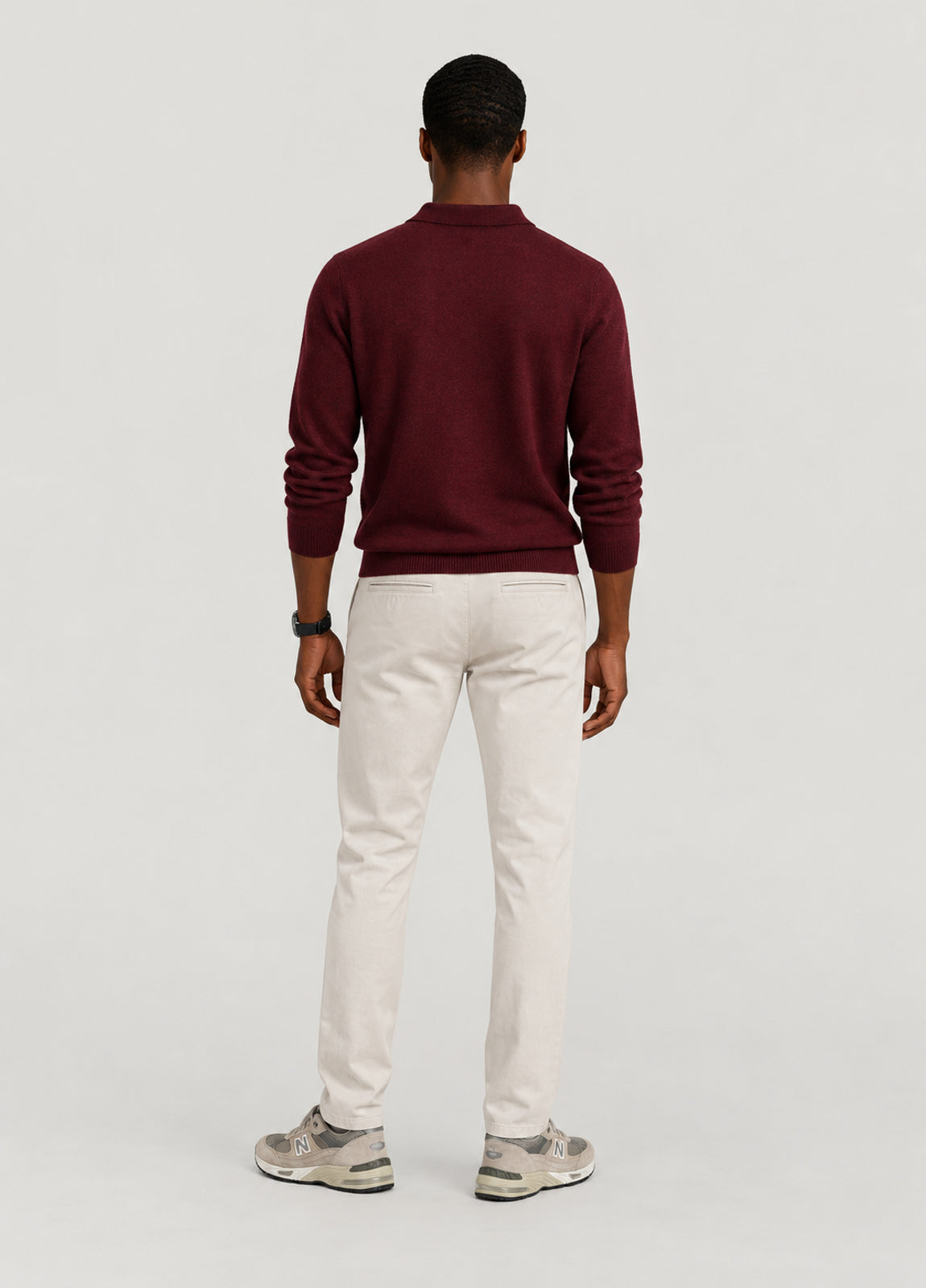 Jersey cuello polo burdeos
