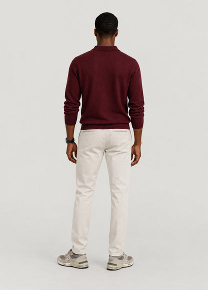 Jersey cuello polo burdeos