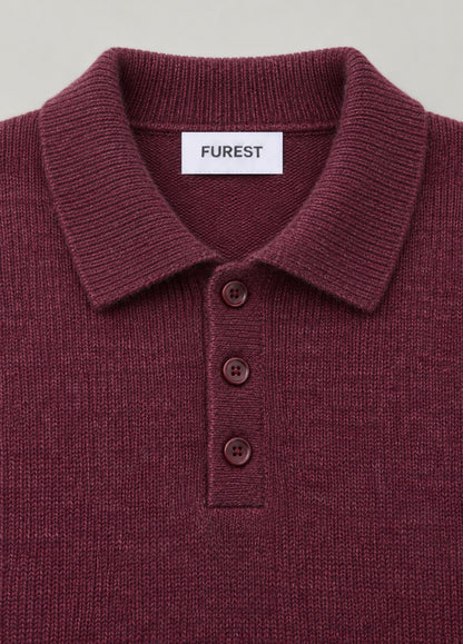 Jersey cuello polo burdeos