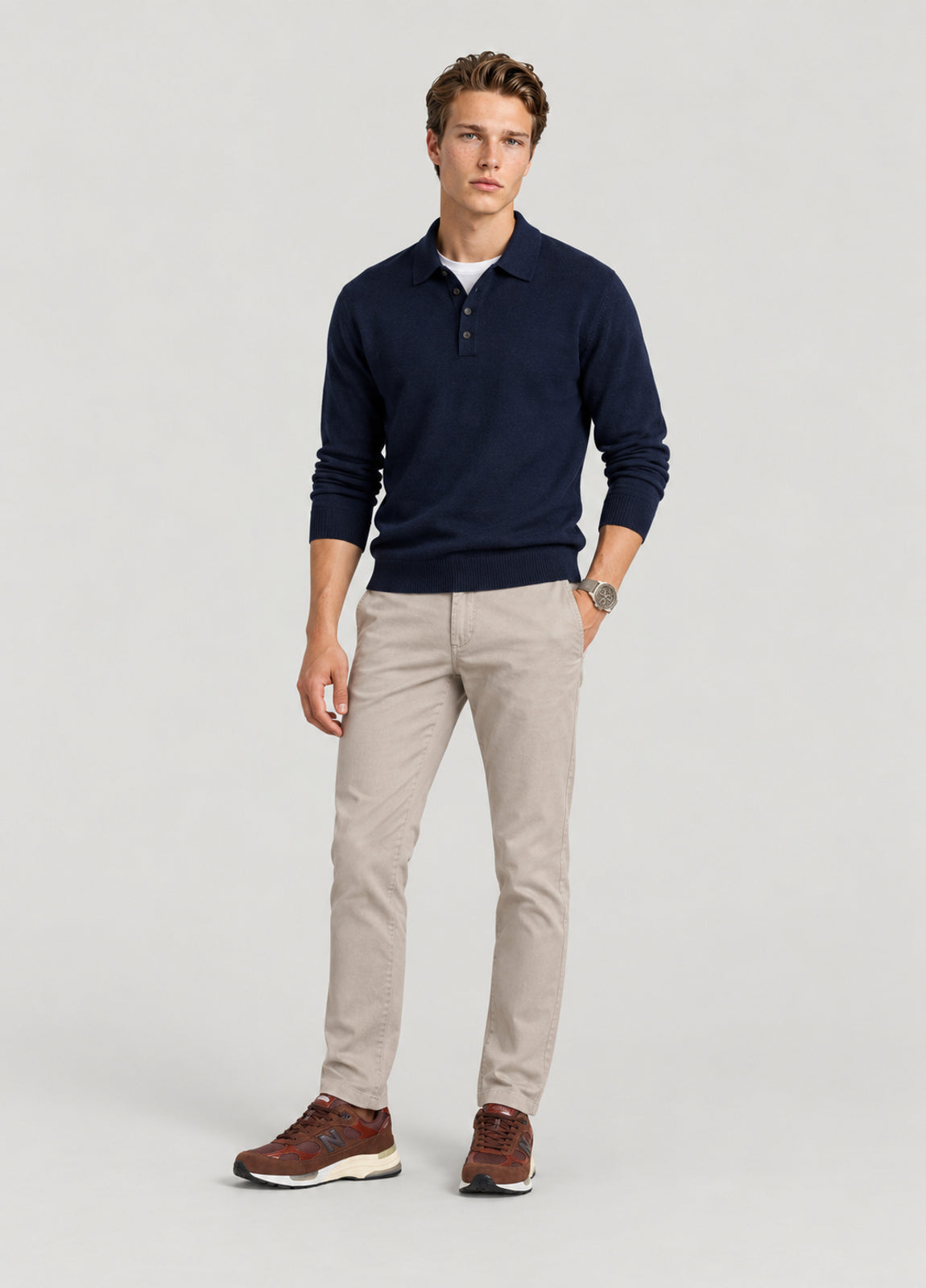 Jersey cuello polo marino