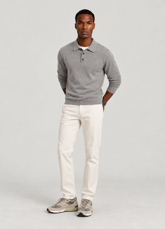 Jersey cuello polo gris jaspeado