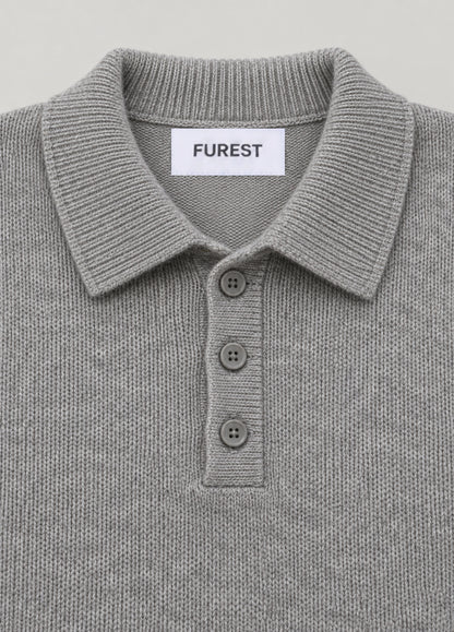 Jersey cuello polo gris jaspeado
