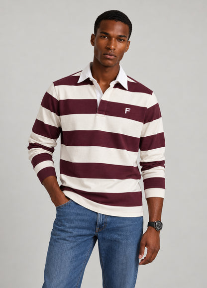 Jersey Polo L/S Rugby Ecry/Burdeos