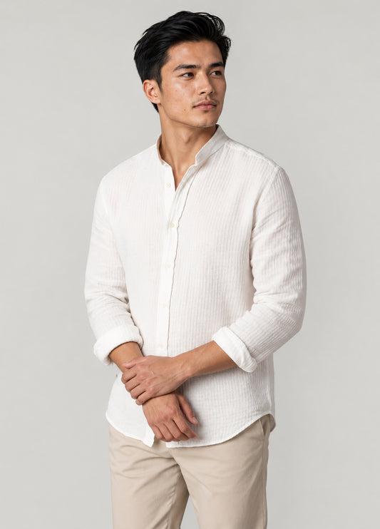 Camisa cuello mao blanco roto