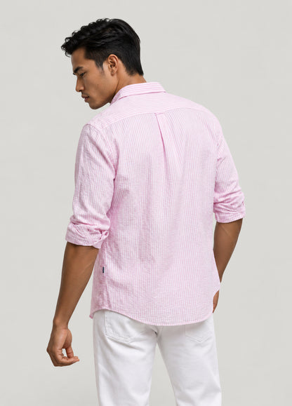 Camisa seersucker rayas rosa