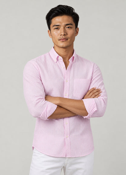 Camisa seersucker rayas rosa