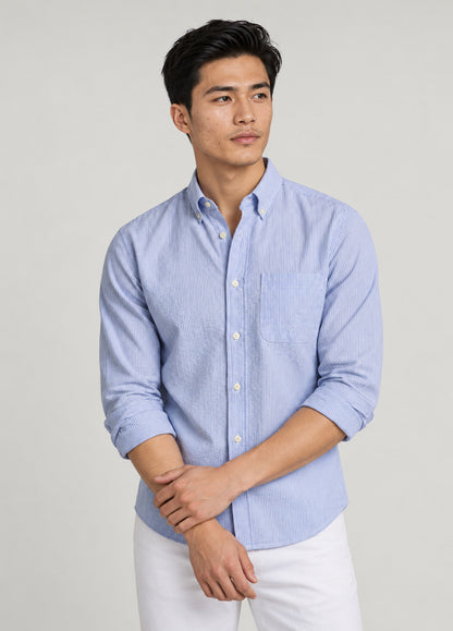 Camisa seersucker rayas azul