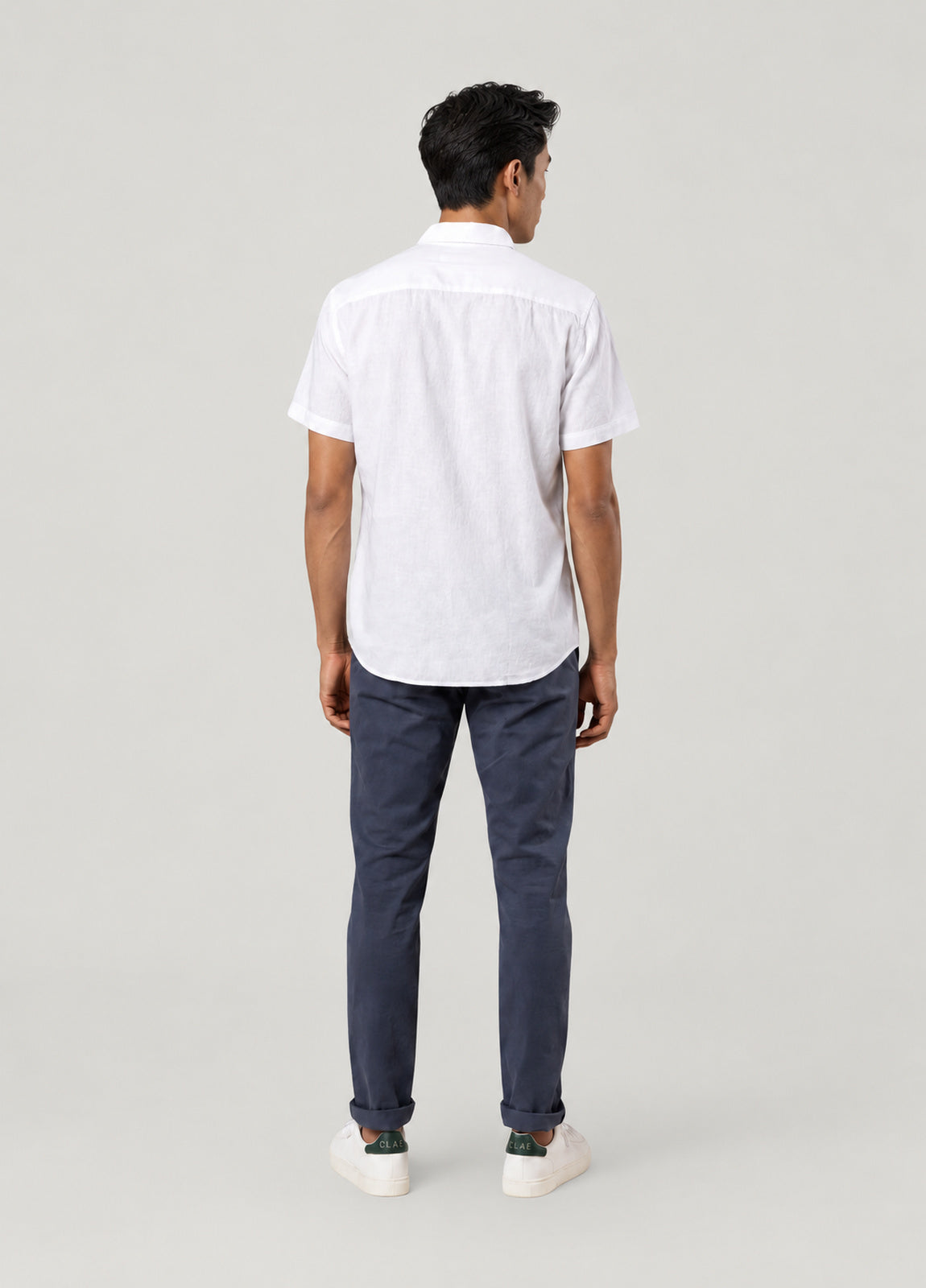 Camisa manga corta lino blanca
